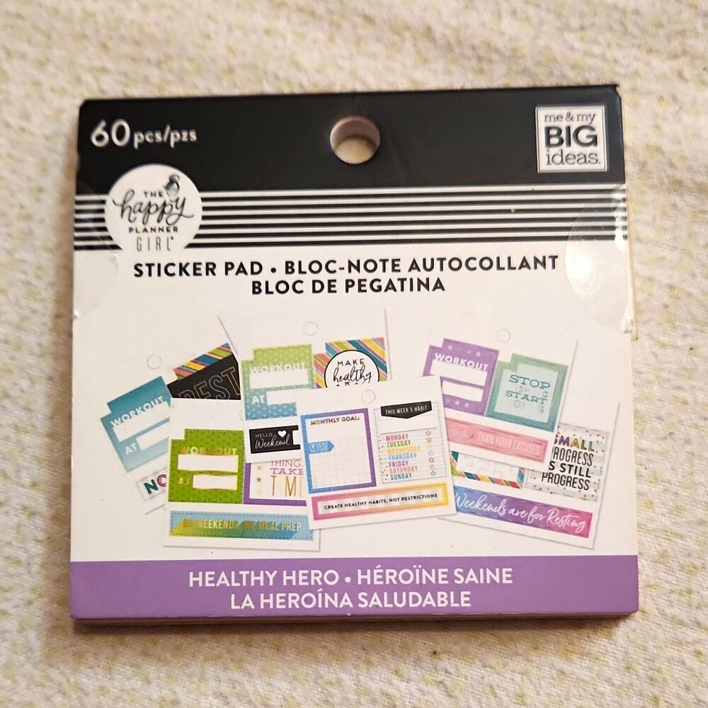 New The Happy Planner Girl Healthy Hero Tiny Sticker Pad 60 Pcs Create 365
